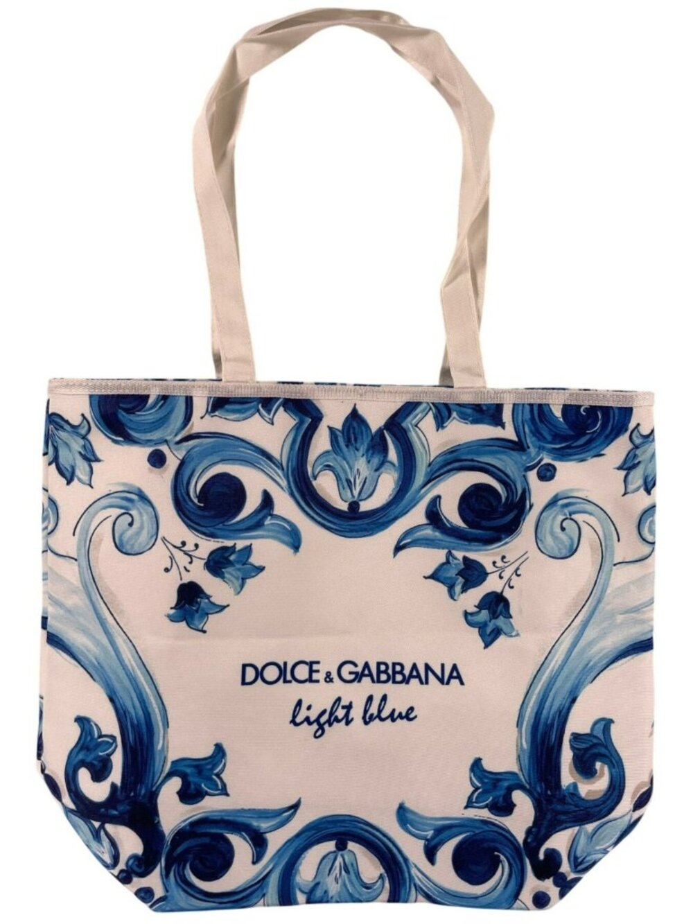 Dolce & Gabbana Bag Light Blue Designer Tote With Blue Floral Design NEW